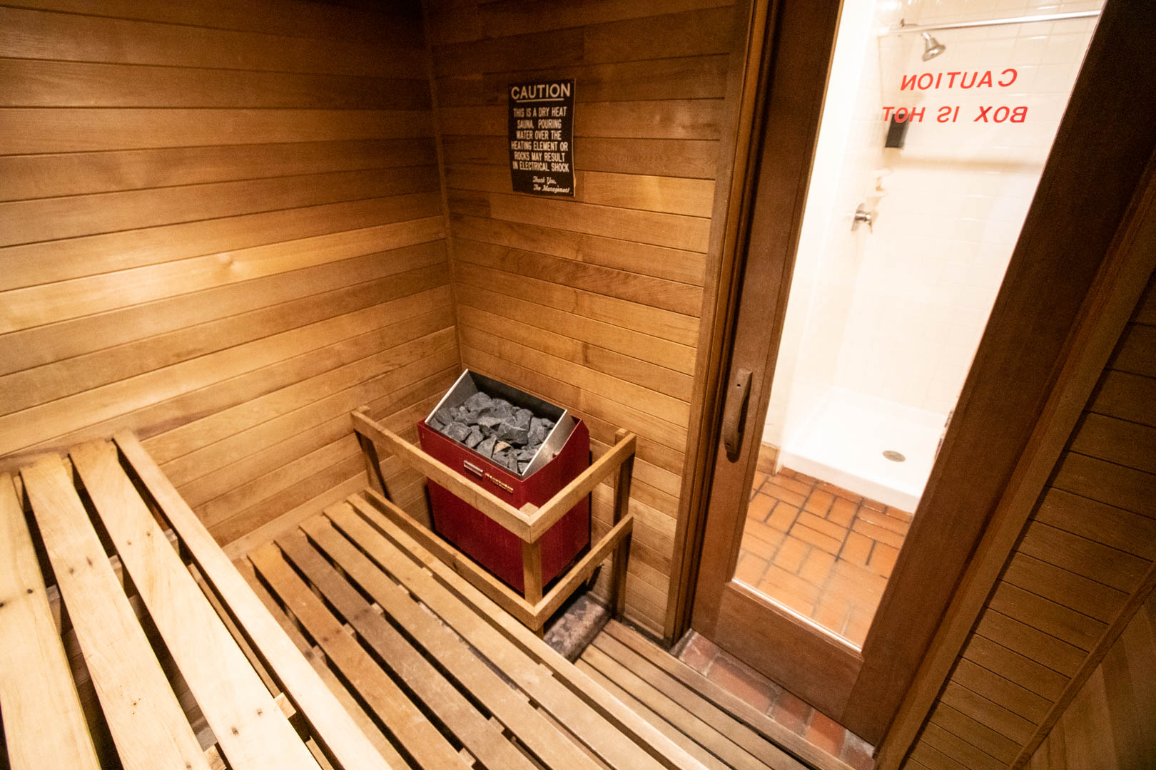 A sauna room at VRI's Sunburst Resort in Steamboat Springs, CO.